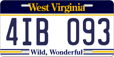 WV license plate 4IB093
