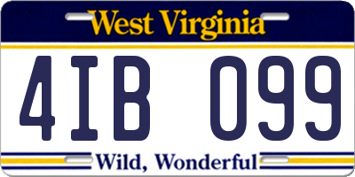 WV license plate 4IB099