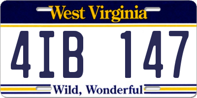 WV license plate 4IB147