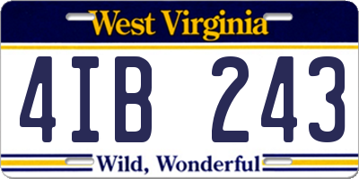 WV license plate 4IB243