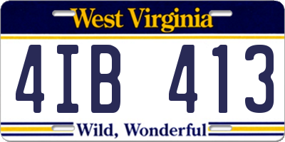 WV license plate 4IB413