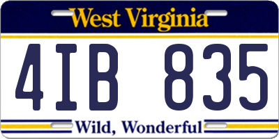 WV license plate 4IB835
