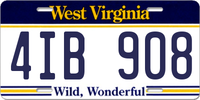 WV license plate 4IB908