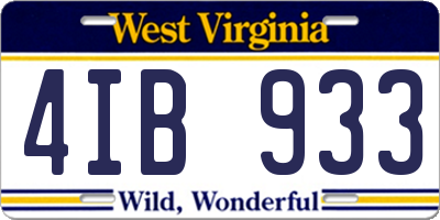 WV license plate 4IB933