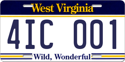 WV license plate 4IC001