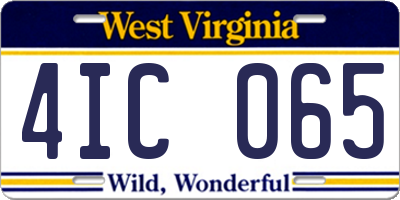 WV license plate 4IC065