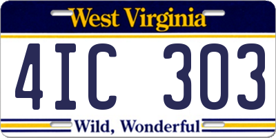 WV license plate 4IC303