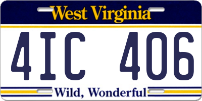 WV license plate 4IC406