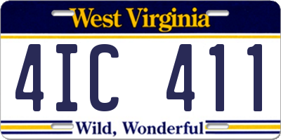 WV license plate 4IC411
