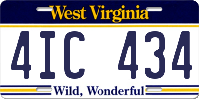 WV license plate 4IC434