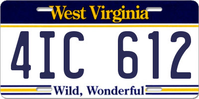 WV license plate 4IC612
