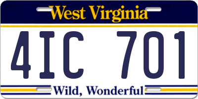 WV license plate 4IC701