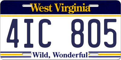 WV license plate 4IC805