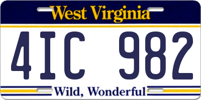 WV license plate 4IC982