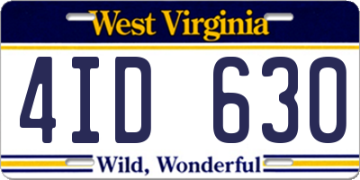 WV license plate 4ID630