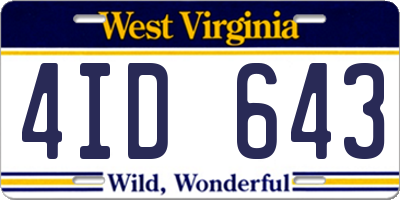 WV license plate 4ID643