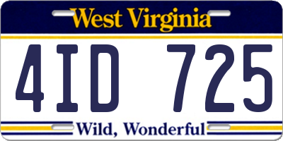 WV license plate 4ID725