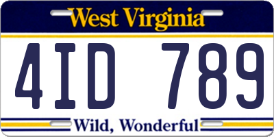 WV license plate 4ID789