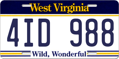 WV license plate 4ID988