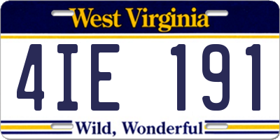WV license plate 4IE191