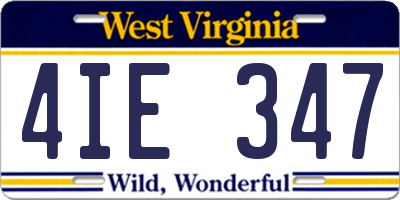 WV license plate 4IE347