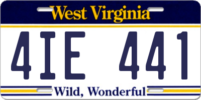 WV license plate 4IE441