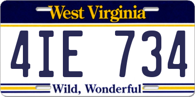 WV license plate 4IE734