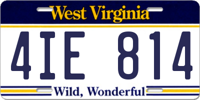 WV license plate 4IE814