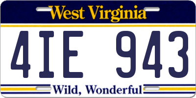 WV license plate 4IE943