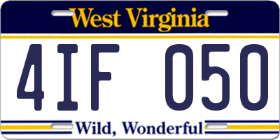 WV license plate 4IF050