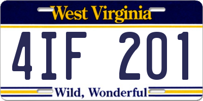 WV license plate 4IF201
