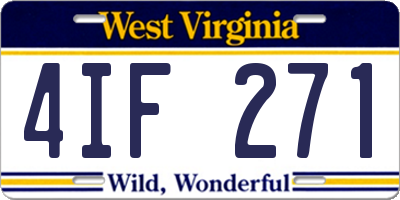 WV license plate 4IF271