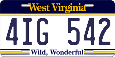 WV license plate 4IG542
