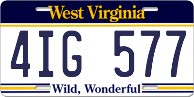 WV license plate 4IG577