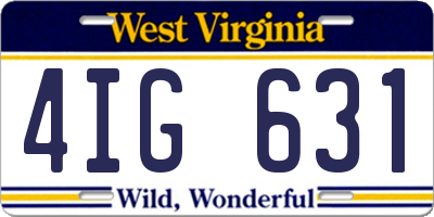 WV license plate 4IG631