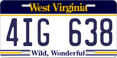 WV license plate 4IG638