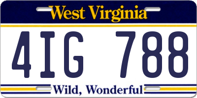 WV license plate 4IG788