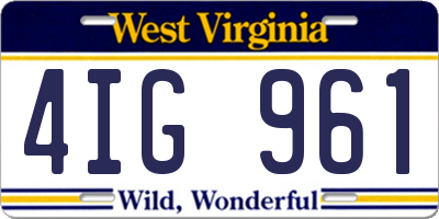 WV license plate 4IG961