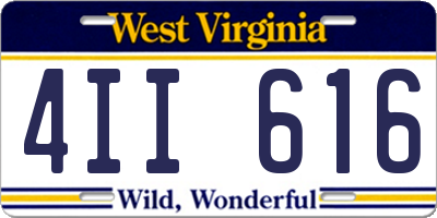 WV license plate 4II616