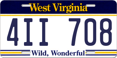 WV license plate 4II708