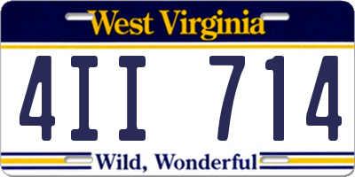 WV license plate 4II714