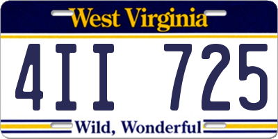 WV license plate 4II725