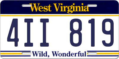WV license plate 4II819