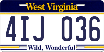 WV license plate 4IJ036