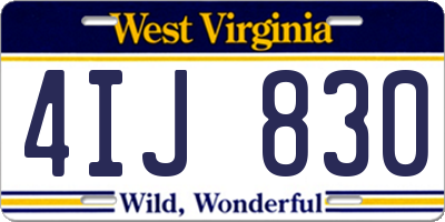 WV license plate 4IJ830