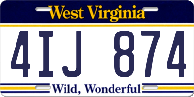 WV license plate 4IJ874