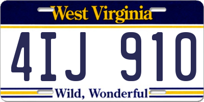 WV license plate 4IJ910