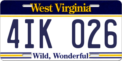 WV license plate 4IK026