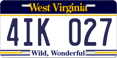 WV license plate 4IK027