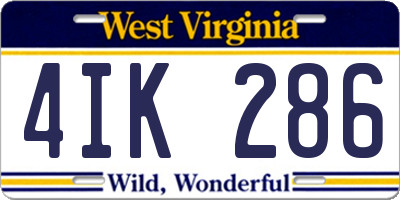 WV license plate 4IK286